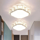 Led Crystal Ceiling Lamp: Simple Scalloped Design Integrated Flush Light Fixture (Black/White)
