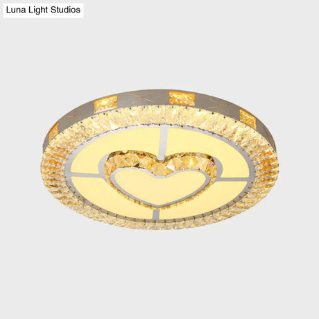 Led Crystal Ceiling Light Flush-Mount Fixture - Modern Chrome With Clear Inlaid Diamond/Flower/Star