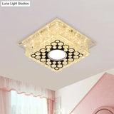 Led Crystal Ceiling Light With Bubble Pattern - Modern Flush Mount Fixture