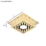 Led Crystal Ceiling Light With Bubble Pattern - Modern Flush Mount Fixture