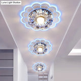 Led Crystal Corridor Ceiling Light - Flower Shade Flush Mount