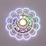 Led Crystal Corridor Ceiling Light - Flower Shade Flush Mount Clear / Multi Color
