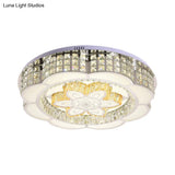 Led Crystal Flush Mount Ceiling Light In Chrome Modern Flower Design 23.5’/31.5’ Wide