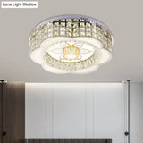 Led Crystal Flush Mount Ceiling Light In Chrome Modern Flower Design 23.5’/31.5’ Wide