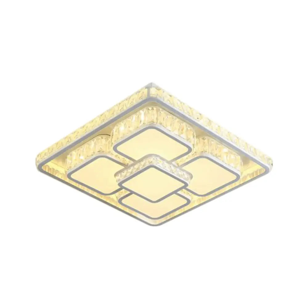 Led Crystal Flush Mount Ceiling Light In Contemporary Style - Choose Warm Or Cool White