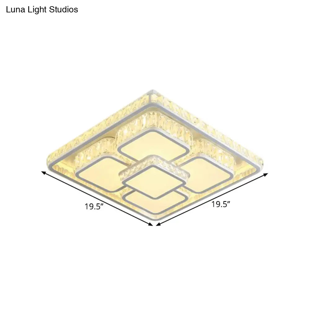Led Crystal Flush Mount Ceiling Light In Contemporary Style - Choose Warm Or Cool White
