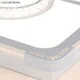 Led Crystal Flush Mount Lamp: Simple Rectangle Design | White 3 Color Light Remote Control Stepless