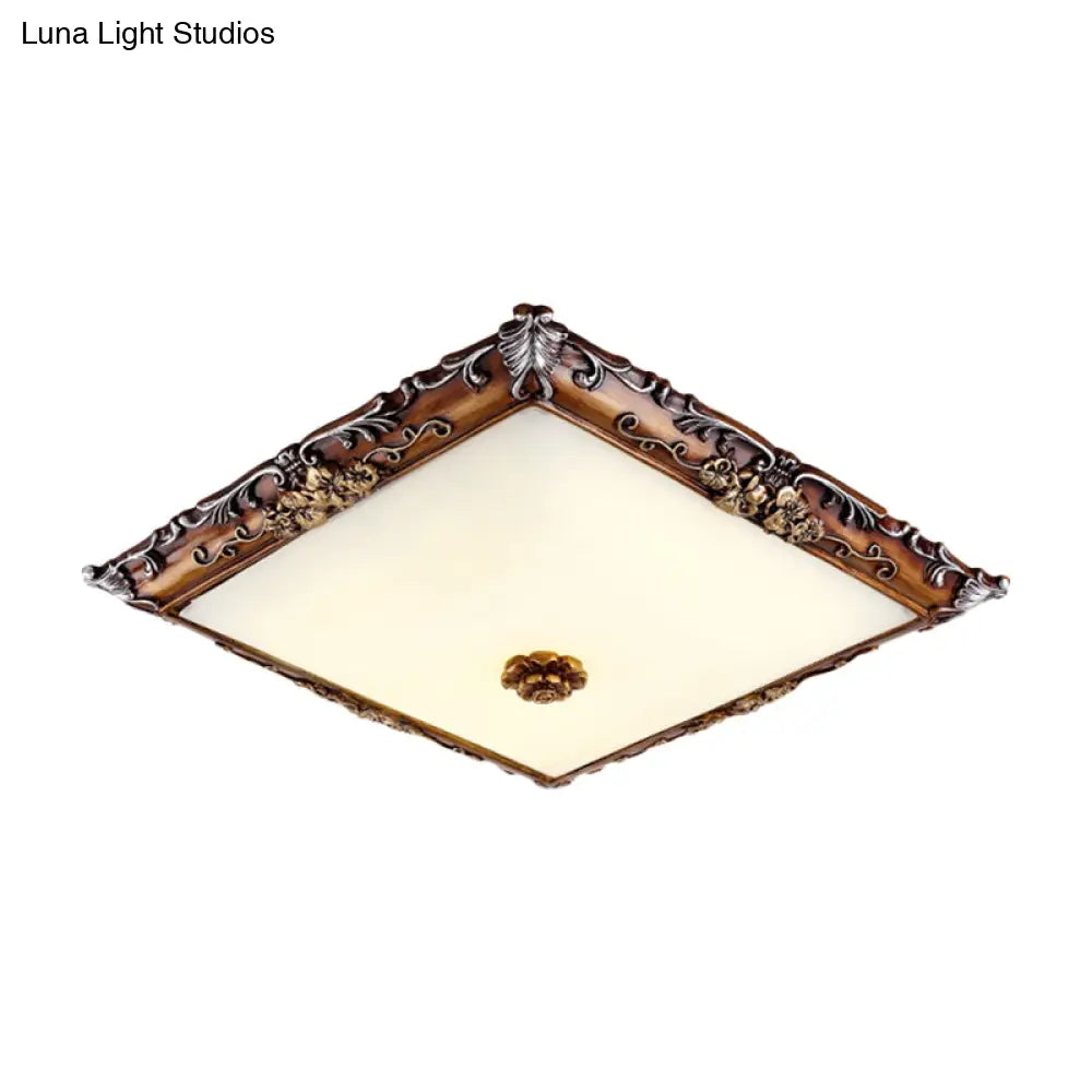 Led Crystal Flush Mount Light - 16’/19.5’ Width Brown Square Living Room Lighting Fixture