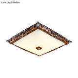Led Crystal Flush Mount Light - 16’/19.5’ Width Brown Square Living Room Lighting Fixture