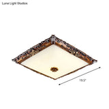 Led Crystal Flush Mount Light - 16’/19.5’ Width Brown Square Living Room Lighting Fixture