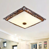 Led Crystal Flush Mount Light - 16’/19.5’ Width Brown Square Living Room Lighting Fixture / 16’