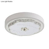 Led Crystal Shade White Floral Ceiling Lamp - Modern Stylish Flushmount Lighting