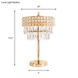 Led Crystal Teardrop Nightstand Lamp For Bedroom - Elegant Gold Night Lighting
