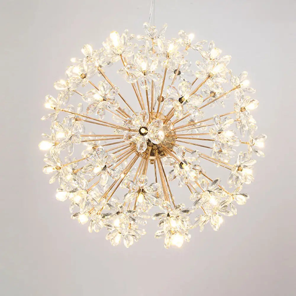 Led Dandelion Chandelier: Crystal Flower Pendant Light For Living Room 64 / Gold