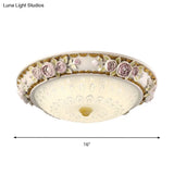 Led Dome Ceiling Lamp With Blossom Accent - White Milky Glass Flush Mount Sizes: 12’ 16’ 19.5