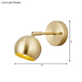 Led Dome Wall Sconce Traditional Brass Metal Vanity Light For Bathroom - 1/2/3 Bulb Options