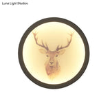 Led Elk Deer Acrylic Wall Mounted Light - Contemporary Style White Circular Design