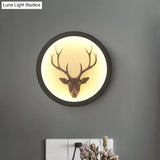 Led Elk Deer Acrylic Wall Mounted Light - Contemporary Style White Circular Design