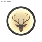 Led Elk Deer Acrylic Wall Mounted Light - Contemporary Style White Circular Design