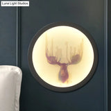 Led Elk Deer Acrylic Wall Mounted Light - Contemporary Style White Circular Design