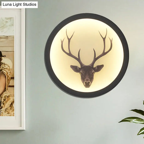 Led Elk Deer Acrylic Wall Mounted Light - Contemporary Style White Circular Design