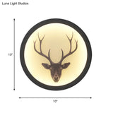 Led Elk Deer Acrylic Wall Mounted Light - Contemporary Style White Circular Design