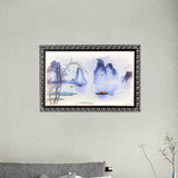 Led Fabric Wall Lamp With Dark Blue Mountain Scene Mural For Family Room
