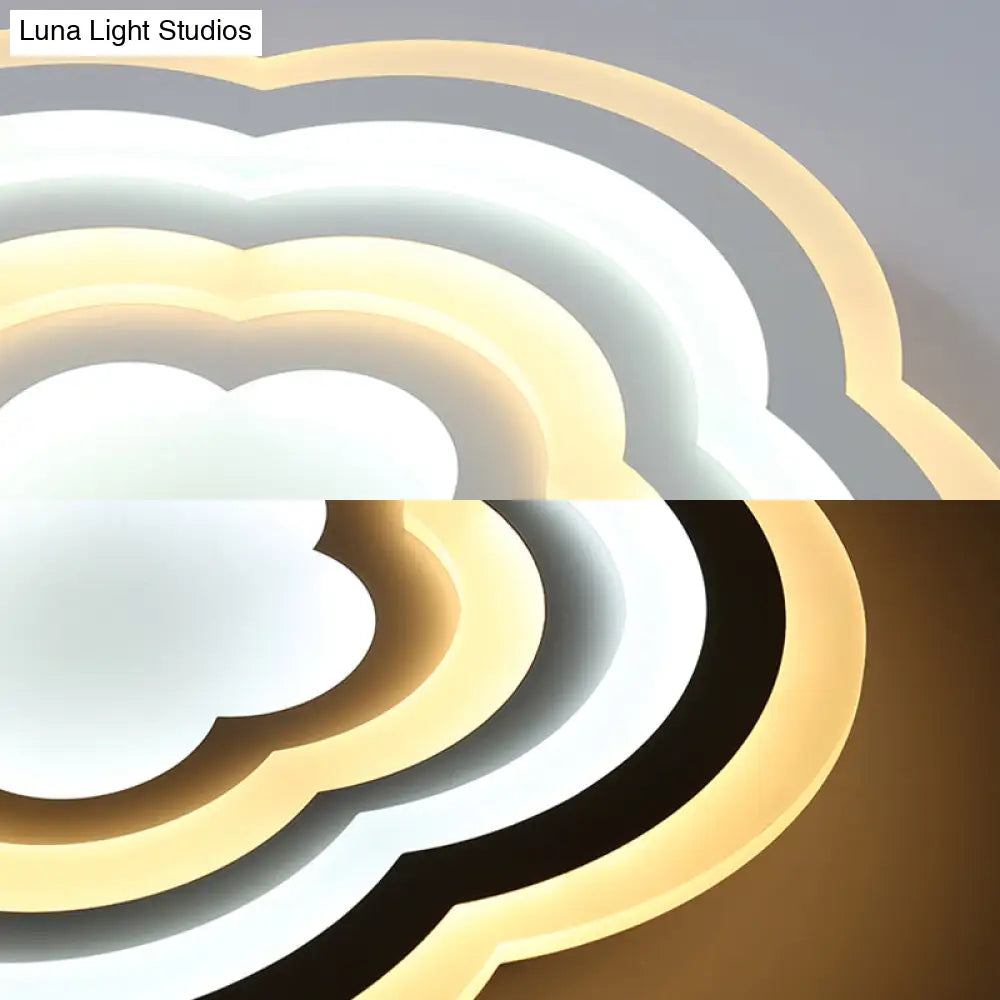 Led Floral Acrylic Ceiling Mount Light In White - Contemporary Lamp For Baby Room