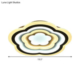 Led Floral Acrylic Ceiling Mount Light In White - Contemporary Lamp For Baby Room