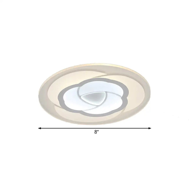 Led Flower Acrylic Flush Mount Bedroom Light With White Shade - 3 Sizes & Options