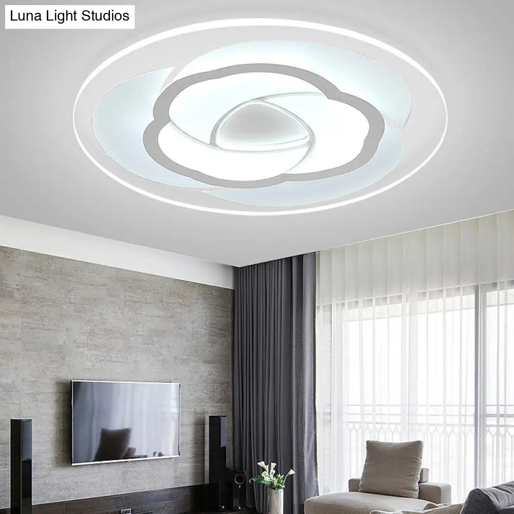 Led Flower Acrylic Flush Mount Bedroom Light With White Shade - 3 Sizes & Options