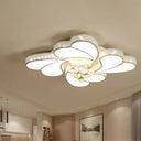 Led Flower - Shaped Flush Light Fixture In White Crystal - 20.5’/24.5’/28.5’ Width Simple