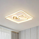 Led Flush Mount Ceiling Lamp Fixture - Acrylic Square Design Gold 16’/19.5’ Width / 16’