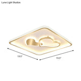 Led Flush Mount Ceiling Lamp Fixture - Acrylic Square Design Gold 16’/19.5’ Width