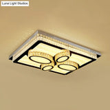 Led Flush Mount Ceiling Lamp With Clear Crystal Stainless Steel Frame - Ideal For Living Room