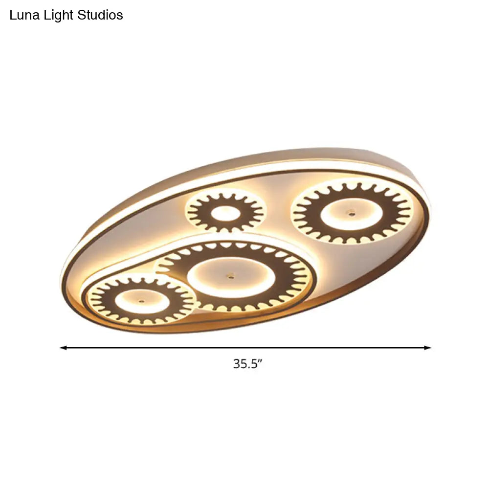 Led Flush Mount Ceiling Light In Contemporary White Acrylic Design For Kid’s Room Or Balcony