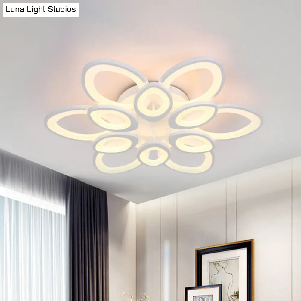 Led Flush Mount Ceiling Light With Acrylic Shade And 4/5/8 Lights In Warm/White/Natural