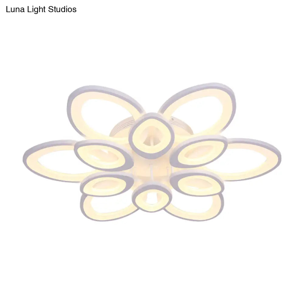 Led Flush Mount Ceiling Light With Acrylic Shade And 4/5/8 Lights In Warm/White/Natural