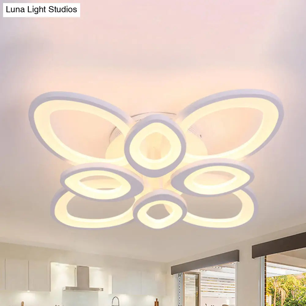 Led Flush Mount Ceiling Light With Acrylic Shade And 4/5/8 Lights In Warm/White/Natural