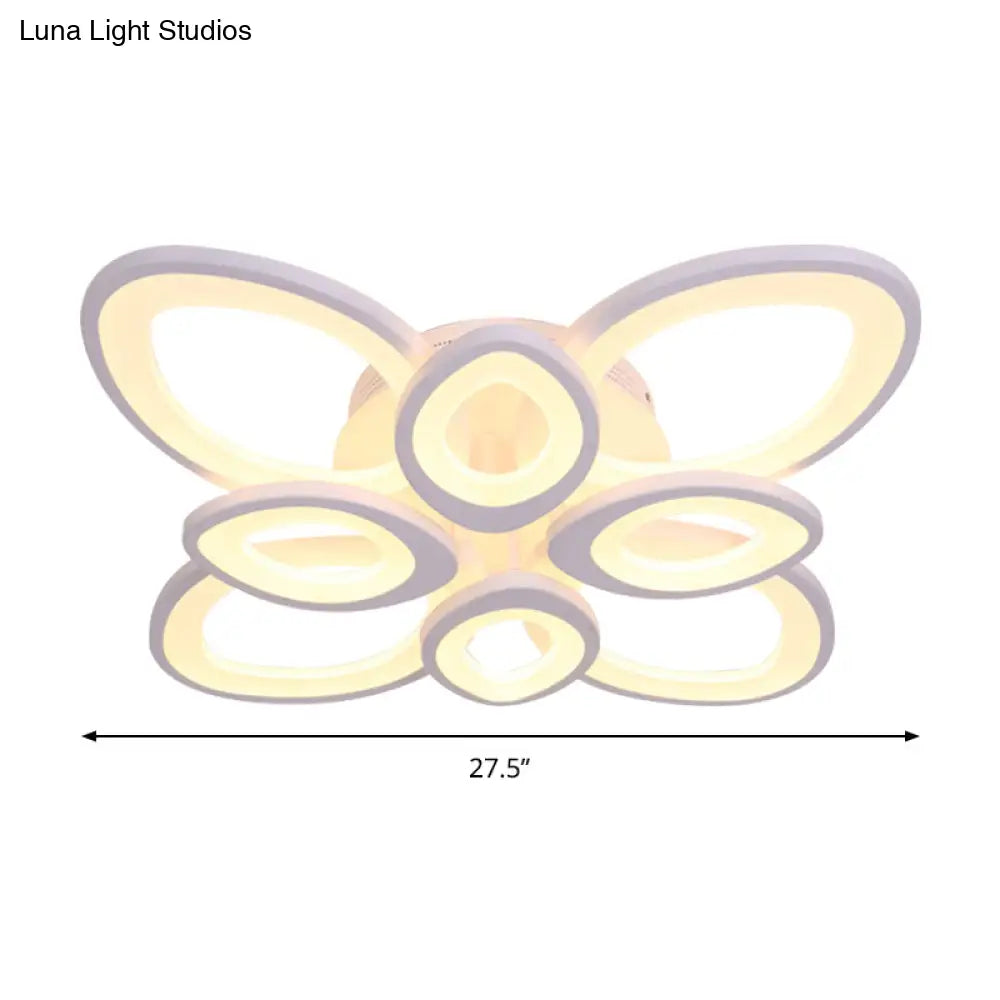 Led Flush Mount Ceiling Light With Acrylic Shade And 4/5/8 Lights In Warm/White/Natural