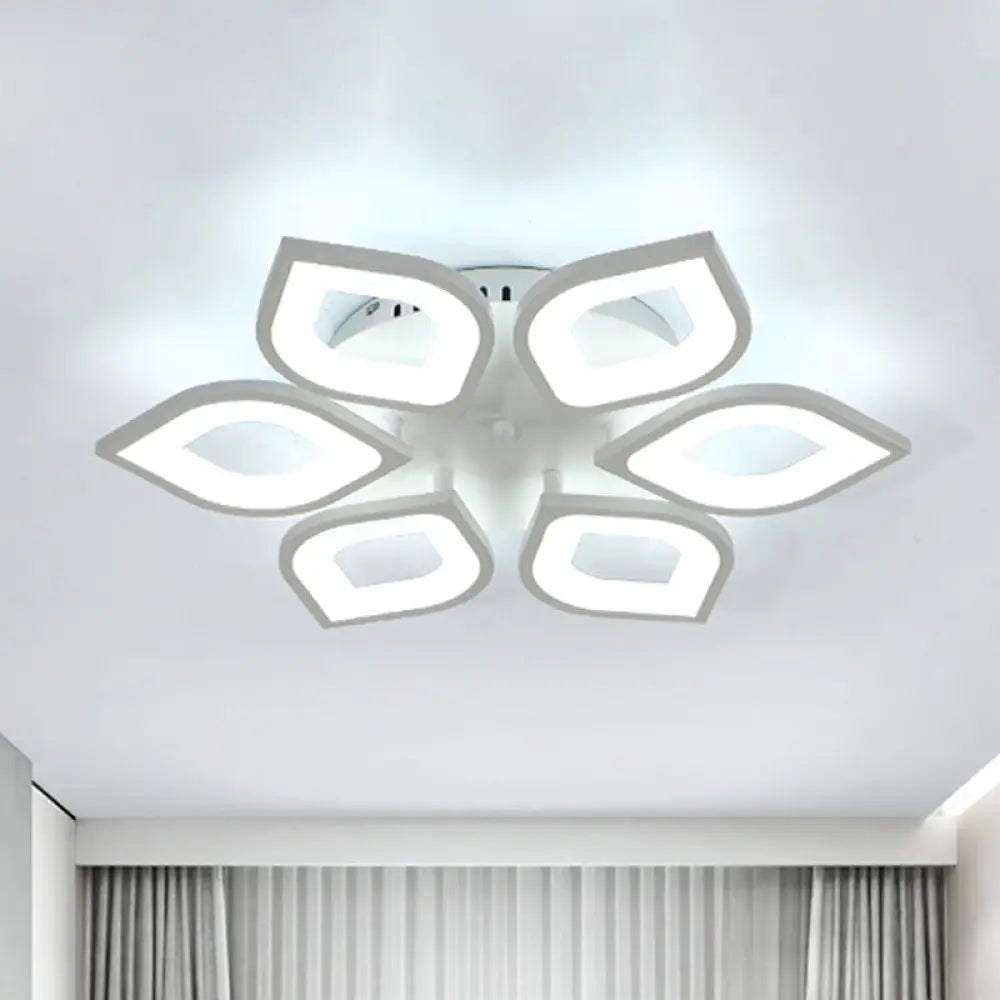 Led Flush Mount Ceiling Light With Leaf Acrylic Shade - White/Warm/Natural Lighting Fixture For