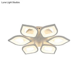 Led Flush Mount Ceiling Light With Leaf Acrylic Shade - White/Warm/Natural Lighting Fixture For