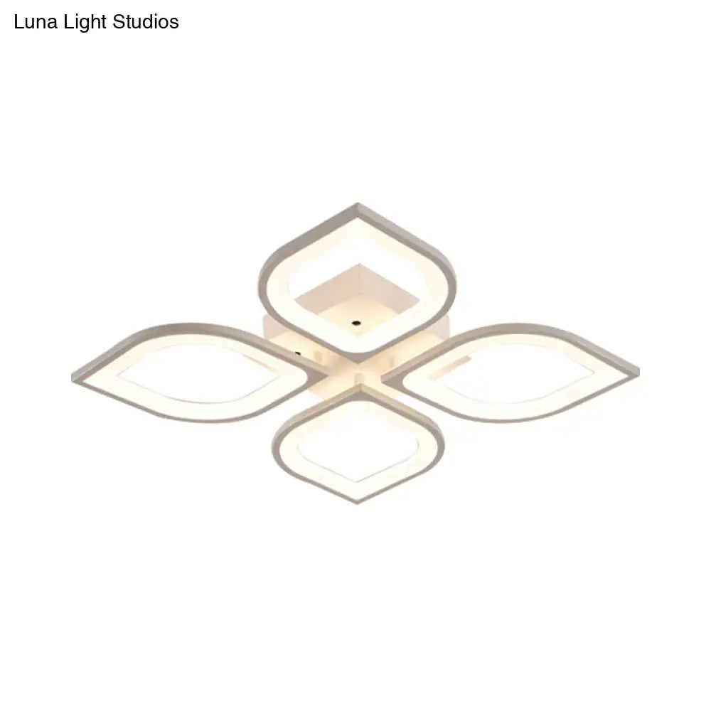 Led Flush Mount Ceiling Light With Leaf Acrylic Shade - White/Warm/Natural Lighting Fixture For