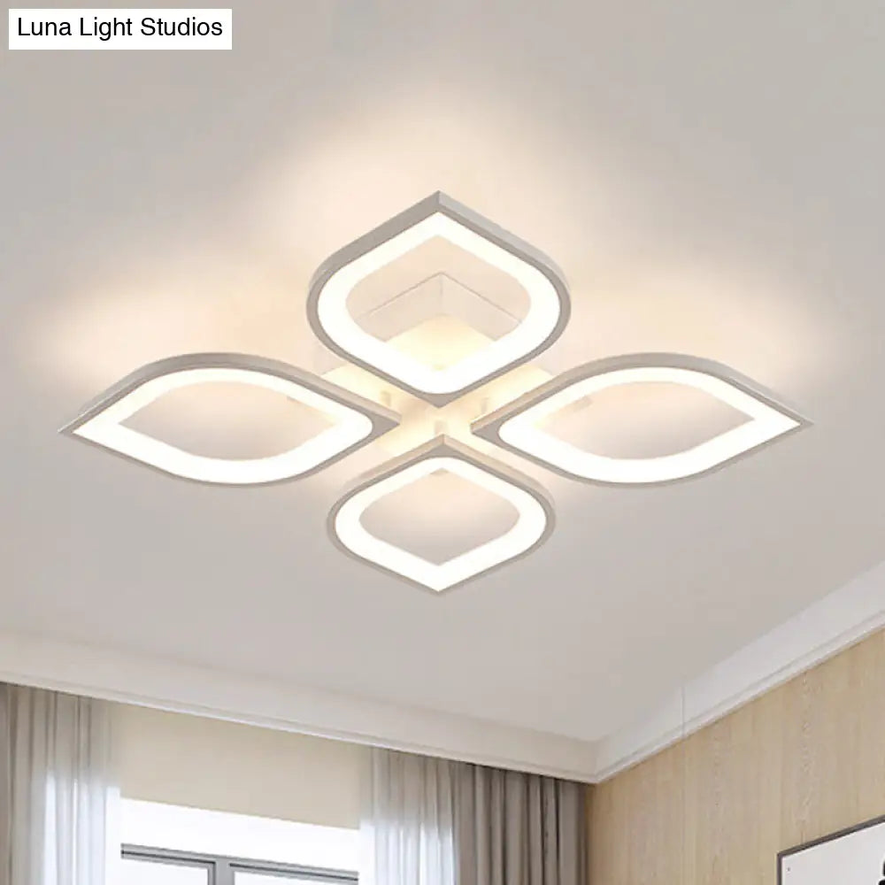 Led Flush Mount Ceiling Light With Leaf Acrylic Shade - White/Warm/Natural Lighting Fixture For