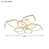 Led Flush Mount Ceiling Light With Leaf Acrylic Shade - White/Warm/Natural Lighting Fixture For