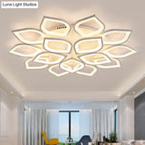 Led Flush Mount Ceiling Light With Leaf Acrylic Shade - White/Warm/Natural Lighting Fixture For