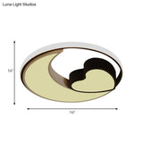 Led Flush Mount Ceiling Lights: Acrylic Moon And Heart Design In Black White For Living Room