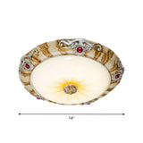 Led Flush Mount Countryside Glass Ceiling Lamp In Brown - 14/16/19.5 Width For Bedroom