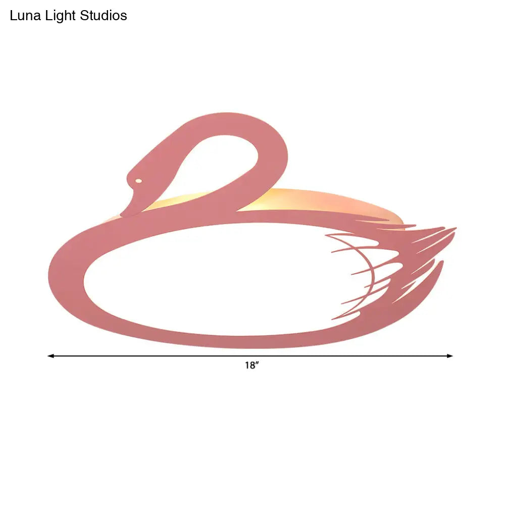 Led Flush Mount Lighting: Pink Swan Ceiling Fixture With Acrylic Shade In Modern Style & Warm/White