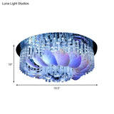 Led Flushmount Clear Crystal Circle Light Fixture - Modern 19.5’/23.5’/31.5’ W With Leaf